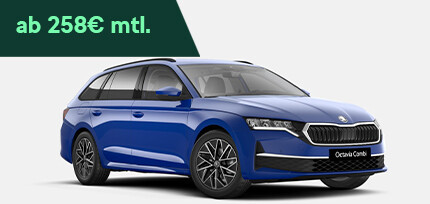 Skoda Octavia Combi Balance in Energy Blau in der Dreiviertelansicht von vorne