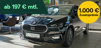 Ein Skoda Fabia Tour in der Dreiviertelansicht von vorne