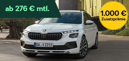 Ein Skoda Kamiq Tour in der Dreiviertelansicht von vorne