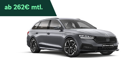 &Scaron;koda Octavia Combi Sportline in grau metallic parkend in der Dreiviertelansicht von vorne