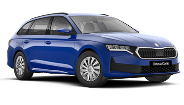 Skoda Octavia Combi Essence parkend in der Dreiviertelansicht von vorne vor wei&szlig;em Hintergrund