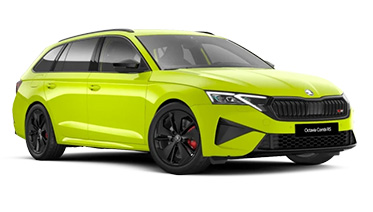 Skoda Octavia Combi RS parkend in der Dreiviertelansicht von vorne vor wei&szlig;em Hintergrund